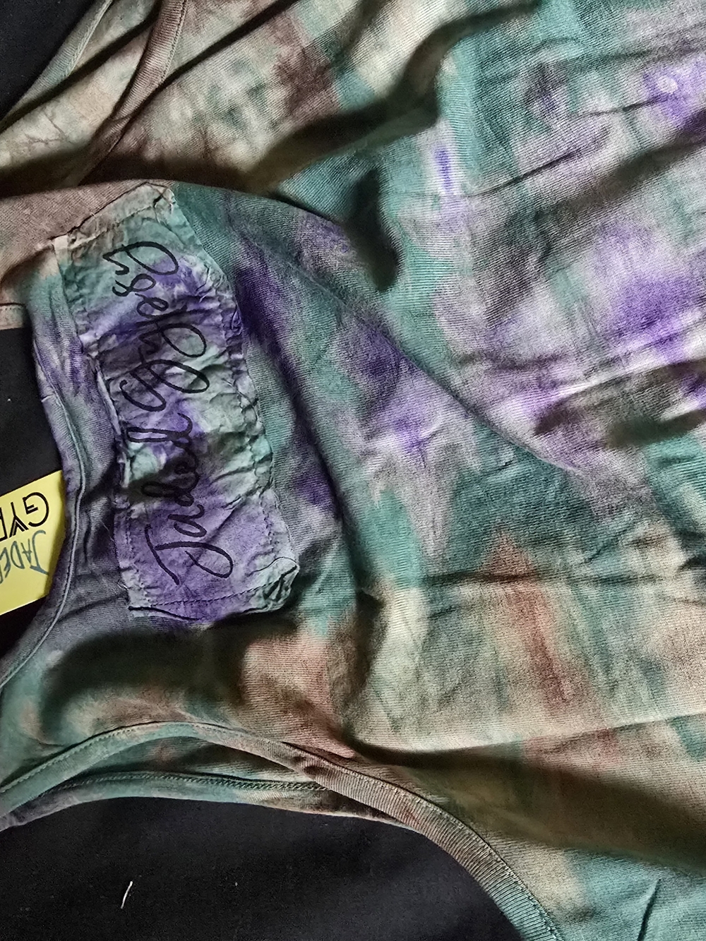Tie-Dye Pocket Tank with Handwritten Logo